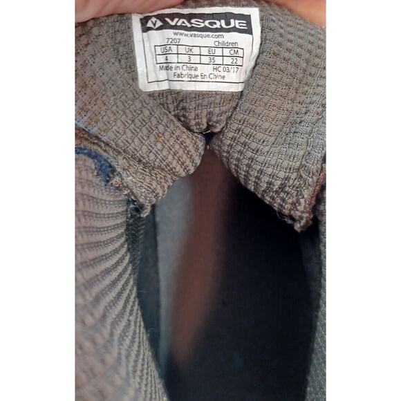 Vasque Breeze Hiking Boots Youth Kids 4 EU 35 Gray/Blue Leather 7207 Mid Ankle - Picture 7 of 7